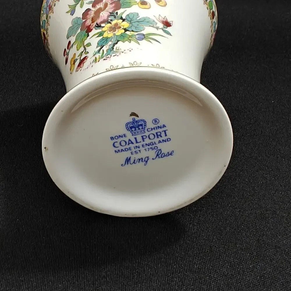 Vintage Coalport Bone China Ming Rose Vases 7